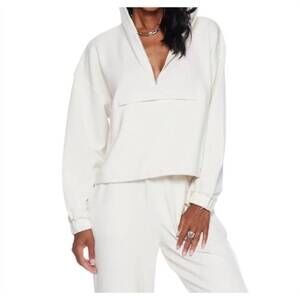 NEW WITHBLACK slalba hooded zip sweatshirt in cream